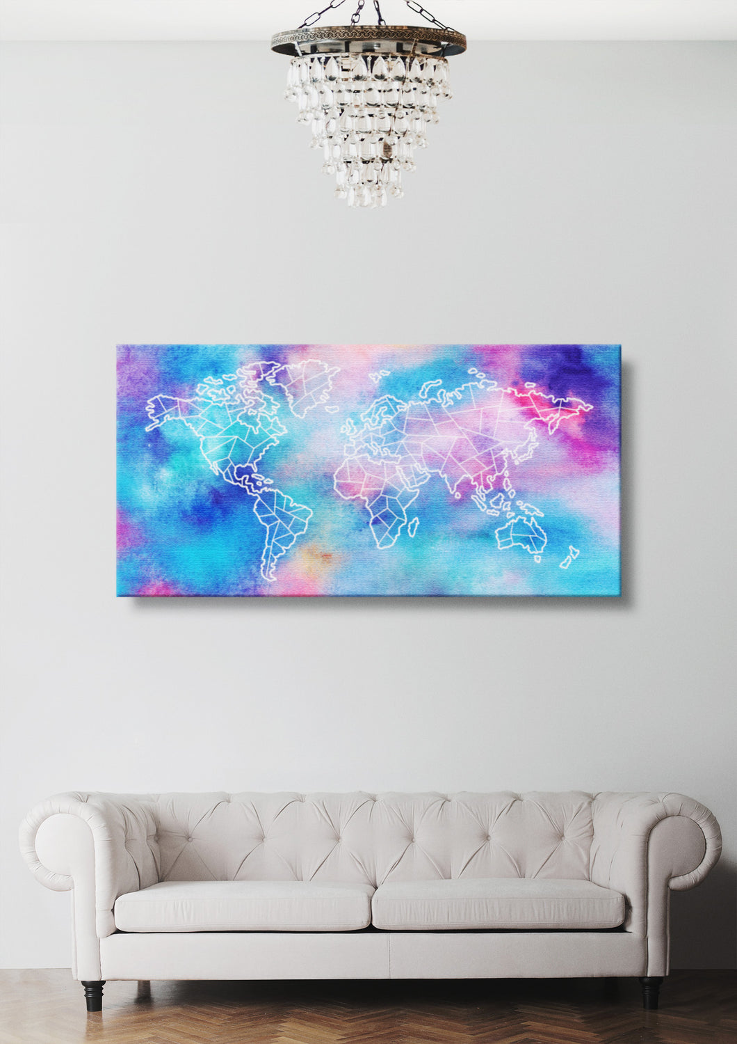 Art Print World Map Glow Thin